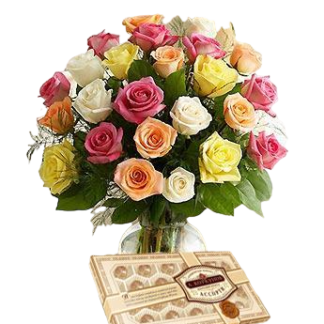 25 colorful roses with chokolates | Flower Delivery Salekhard