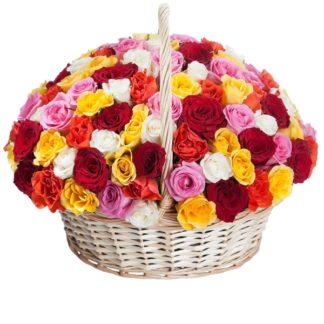 51 colorful roses in the basket | Flower Delivery Salekhard